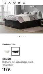 Brimnes bed Ikea 160x200 zwart met lades incl. Matras, Huis en Inrichting, Slaapkamer | Bedden, Zwart, Tweepersoons, Ophalen of Verzenden