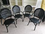Set van 4 zwarte rotan stoelen, Ophalen, Zwart, Vintage, Riet of Rotan
