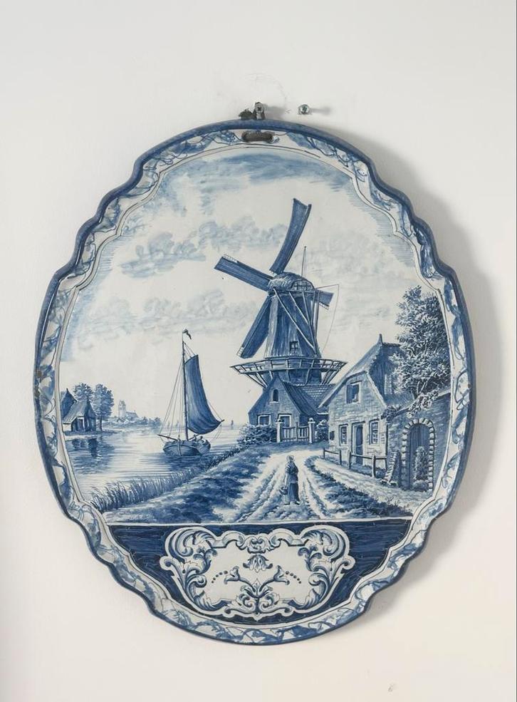 Zeer GROTE Antieke Tichelaar Makkum Plaquette, ca. 1900, Antiek en Kunst, Antiek | Wandborden en Tegels, Ophalen of Verzenden