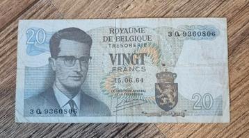 Belgische 20 Frank - 1964 beschikbaar voor biedingen