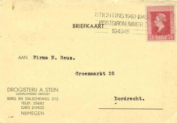 Drogisterij A. Stein, Nijmegen - 01.1947 - briefkaart beschikbaar voor biedingen