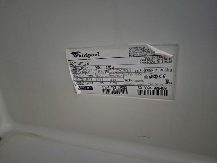 Gratis af te halen Wirlpool koel-vriescombinatie inbouw, Witgoed en Apparatuur, Koelkasten en IJskasten, Gebruikt, Met aparte vriezer