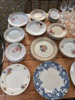 Vintage, retro, oude, bloemetjes borden, bordjes, Ophalen, Gebruikt, Glas, Bord(en)