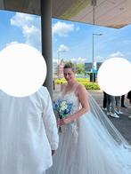 Enzoani trouwjurk | Ivoor-Nude | Organza-Tule-Chiffon, Ophalen of Verzenden, Gedragen, Wit, Trouwjurk