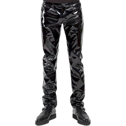 Heren zwarte glimmende kunst leren broek wetlook latex look, Kleding | Heren, Broeken en Pantalons, Nieuw, Zwart, Verzenden