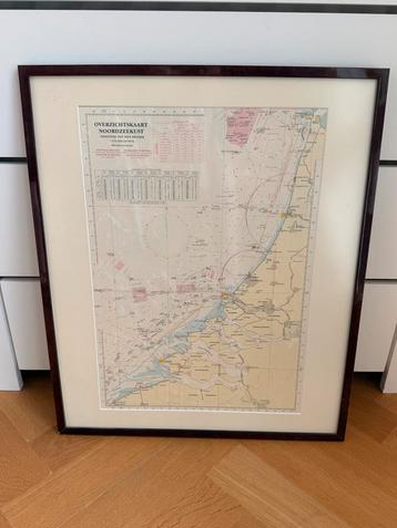 Oude Zeekaart Noordzeekust Ingelijst - Vintage Decoratie beschikbaar voor biedingen