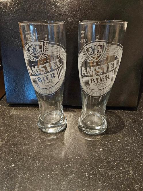 2x Pint Amstel bierglas 21,8 cm, Verzamelen, Biermerken, Zo goed als nieuw, Glas of Glazen, Amstel, Ophalen of Verzenden