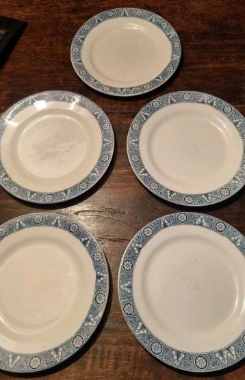 5 antieke Franse borden EC Salins 21 cm doorsnede  beschikbaar voor biedingen