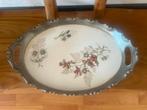 Tinnen dienblad Vintage met bloemen, Ophalen of Verzenden