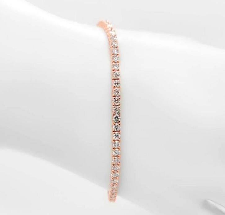 14K Rosegouden Tennisarmband Lab Diamant D-E VVS, Sieraden, Tassen en Uiterlijk, Armbanden, Nieuw, Goud, Roze, Met edelsteen, Ophalen of Verzenden