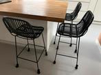 Rotan barkrukken zwart 3 stuks, Huis en Inrichting, Barkrukken, 3 krukken, Ophalen, Zo goed als nieuw, 60 tot 90 cm