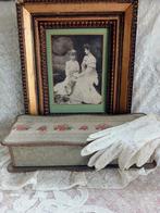 Antieke stoffen handschoenen kistje XL, Verzenden