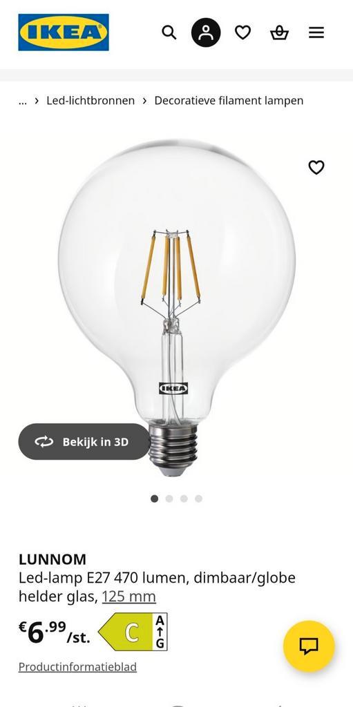 Ikea Led lamp LUNNOM E27 470 lumen 2 stuks, Huis en Inrichting, Lampen | Hanglampen, Nieuw, Minder dan 50 cm, Glas, Ophalen of Verzenden
