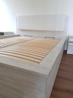Wit eiken Tweepersoonsbed 160x200 met opbergfunctie NIEUW, Overige materialen, Wit, Ophalen of Verzenden, 200 cm