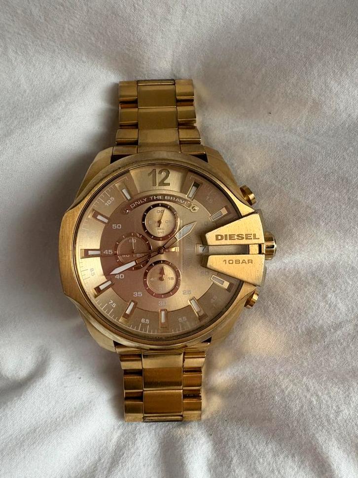 Diesel mega Chief, Sieraden, Tassen en Uiterlijk, Horloges | Heren, Gebruikt, Polshorloge, Overige merken, Staal, Staal, Ophalen of Verzenden