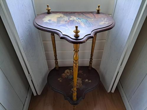 Antiek Bijzet tafetje met Schilderij, Antiek en Kunst, Antiek | Meubels | Tafels, Ophalen of Verzenden