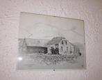 prent oude boerderij tholen lijst print zeeuws huis old far, Ophalen of Verzenden