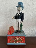 Uncle Sam spaarpot gietijzer, Verzamelen, Ophalen of Verzenden, Gebruikt, Metaal of Blik, Overige thema's