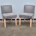 2 eetkamerstoelen hout met rancho leer grijs, Huis en Inrichting, Stoelen, Ophalen, Twee, Zo goed als nieuw, Rofra stijl