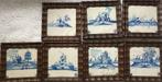 Antieke delfts blauwe tegeltjes 7 x, Verzenden