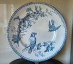 Frans Lowgny bord vogeltjes bloemen petrol blauw, Ophalen of Verzenden
