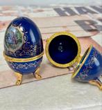 2X antiek Porseleinen Faberge Ei cobalt blauw Gesigneerd, Ophalen of Verzenden