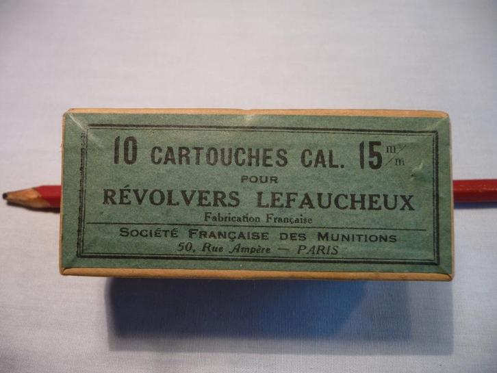 Antiek Doosje PENVUUR LEFAUCHEUX Patronen 15 mm IS LEEG, Verzamelen, Militaria | Algemeen, Overige soorten, Overige typen, Nederland