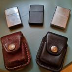 Zippo 3 stuks. En 2 lederen foedraal voor Zippo, Verzamelen, Rookartikelen, Aanstekers en Luciferdoosjes, Ophalen of Verzenden