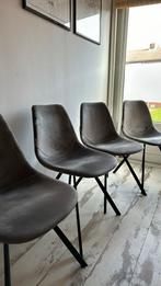4 stuks Dutchbone Chair Franky Velvet te koop, Huis en Inrichting, Stoelen, Grijs, Vier, Stof, Ophalen