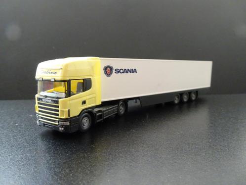 547 wiking scania 4 serie oplegger demo 1:87  truck trein, Hobby en Vrije tijd, Modelauto's | 1:87, Nieuw, Bus of Vrachtwagen
