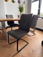 4 Nieuwe, grijze eetkamerstoelen - Topconditie!, Ophalen, Nieuw, Vier, Stof
