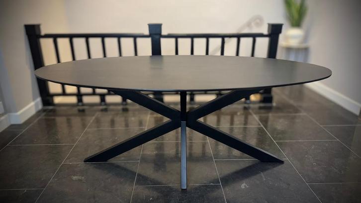 Zwarte Ovale Eettafel - 100x200 cm, Huis en Inrichting, Tafels | Eettafels, Gebruikt, 100 tot 150 cm, 150 tot 200 cm, Vijf personen of meer