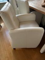 Verrijdbare leren eetkamerstoel, Huis en Inrichting, Stoelen, Ophalen, Gebruikt, Wit, Design