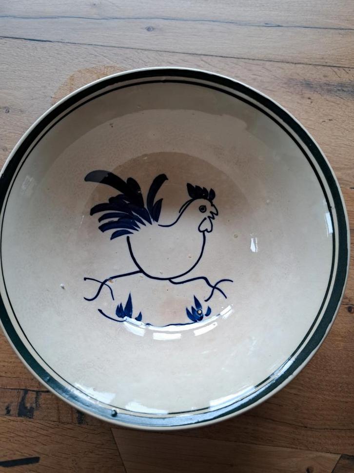 Oude Franse schaal met kip, Antiek en Kunst, Antiek | Schalen, Ophalen of Verzenden