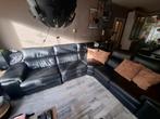 Zwarte lederen hoekbank met relaxfunctie, Huis en Inrichting, Banken | Bankstellen, Ophalen, Gebruikt, Vierpersoons of meer