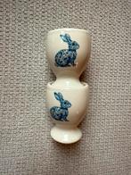 Vintage 2 crème porseleinen eierdopjes delfst blauw konijn, Ophalen of Verzenden