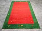 Handgeknoopt oosters wol Gabbeh tapijt modern 197x295cm, 200 cm of meer, 150 tot 200 cm, Rood, Rechthoekig