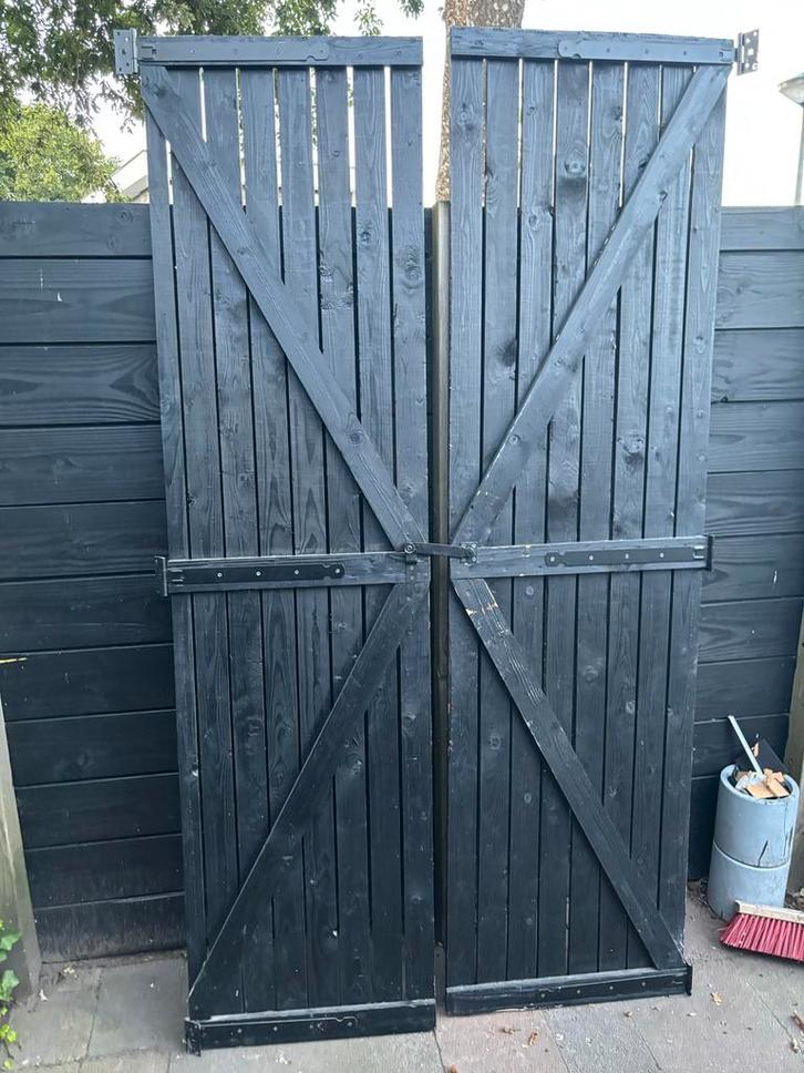 Houten binnendeuren  - Zwart - Gebruikt, Doe-het-zelf en Verbouw, Deuren en Horren, Gebruikt, Binnendeur, 200 tot 215 cm, 80 tot 100 cm