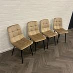 4 Fluwelen Eetkamerstoelen, Huis en Inrichting, Stoelen, Overige kleuren, Stof, Ophalen of Verzenden, Zo goed als nieuw