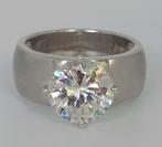 Zilveren ring mat met grote zirkonia 925 zilver maat 17, Met kristal, Ophalen of Verzenden, 17 tot 18, Zilver