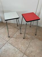 Retro Vintage krukjes rood grijs bijzettafel plantentafel, Ophalen of Verzenden, Gebruikt