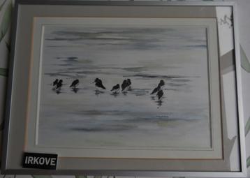 STRANDLOPERS AAN DE VLOEDLIJN *  Olieverf In Lijst * beschikbaar voor biedingen