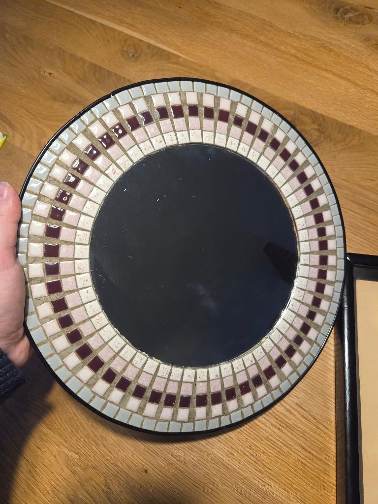 Vintage spiegel mozaïek, Ophalen, Minder dan 50 cm, Gebruikt, Rond