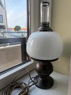 Bronzen Tafellamp met Witte Kap ZGAN, Ophalen of Verzenden, Zo goed als nieuw, Glas, Minder dan 50 cm