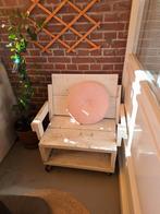 Bankje, stoel van hout, met wielen, wit, Ophalen, Wit, Hout, Eén