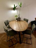 Ovale bartafel + bijpassende krukken (set), Huis en Inrichting, Ophalen, Eikenhout, Zo goed als nieuw, Vier personen