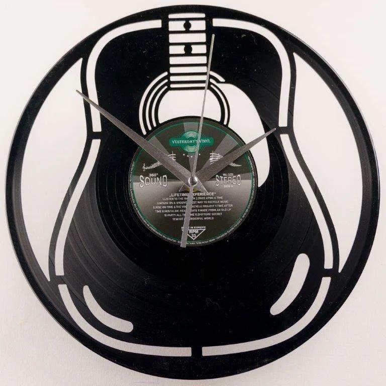 Akoestishe gitaar klok van vinyl wanddecoratie wandklok deco