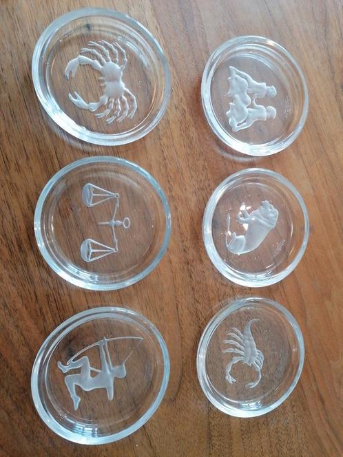 Val St Lambert Astrologie kristallenOnderzetters - Set van 6, Antiek en Kunst, Antiek | Glas en Kristal, Ophalen of Verzenden