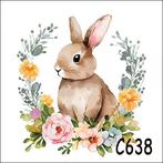 Servetten decoupage/bullet journal - haasje + bloemen C638, Verzenden, Nieuw, Materiaal