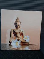 Boeddha canvas wandversiering op houten frame., Nieuw, Schilderij, Ophalen of Verzenden, 50 tot 75 cm